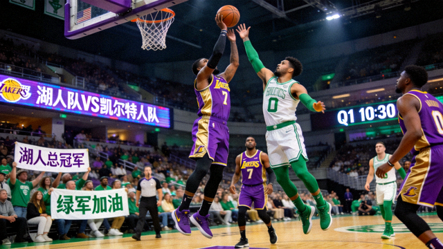 NBA湖人队对阵凯尔特人队篮球比赛直播画面