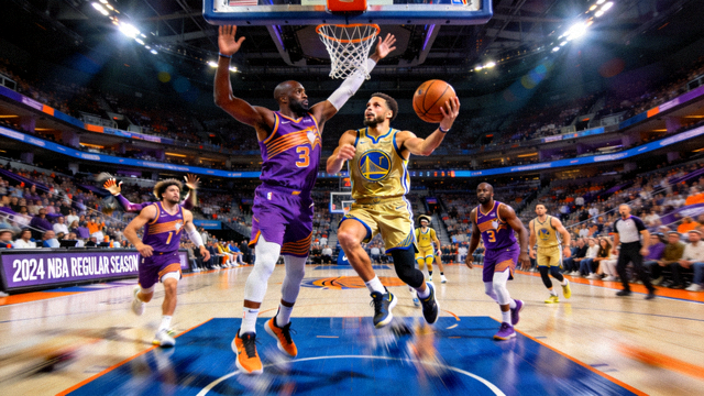 NBA金州勇士对阵菲尼克斯太阳篮球比赛画面